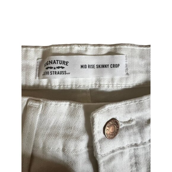 Levi Strauss Mis Rise Skinny Crop Women's White Jeans - Picture 3 of 9
